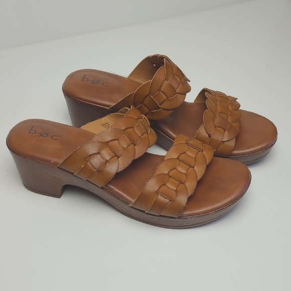 boc Shoes - B.O.C JILLIAN BROWN FAUX LEATHER BRAIDED STRAP SLIP ON HEELS 8M